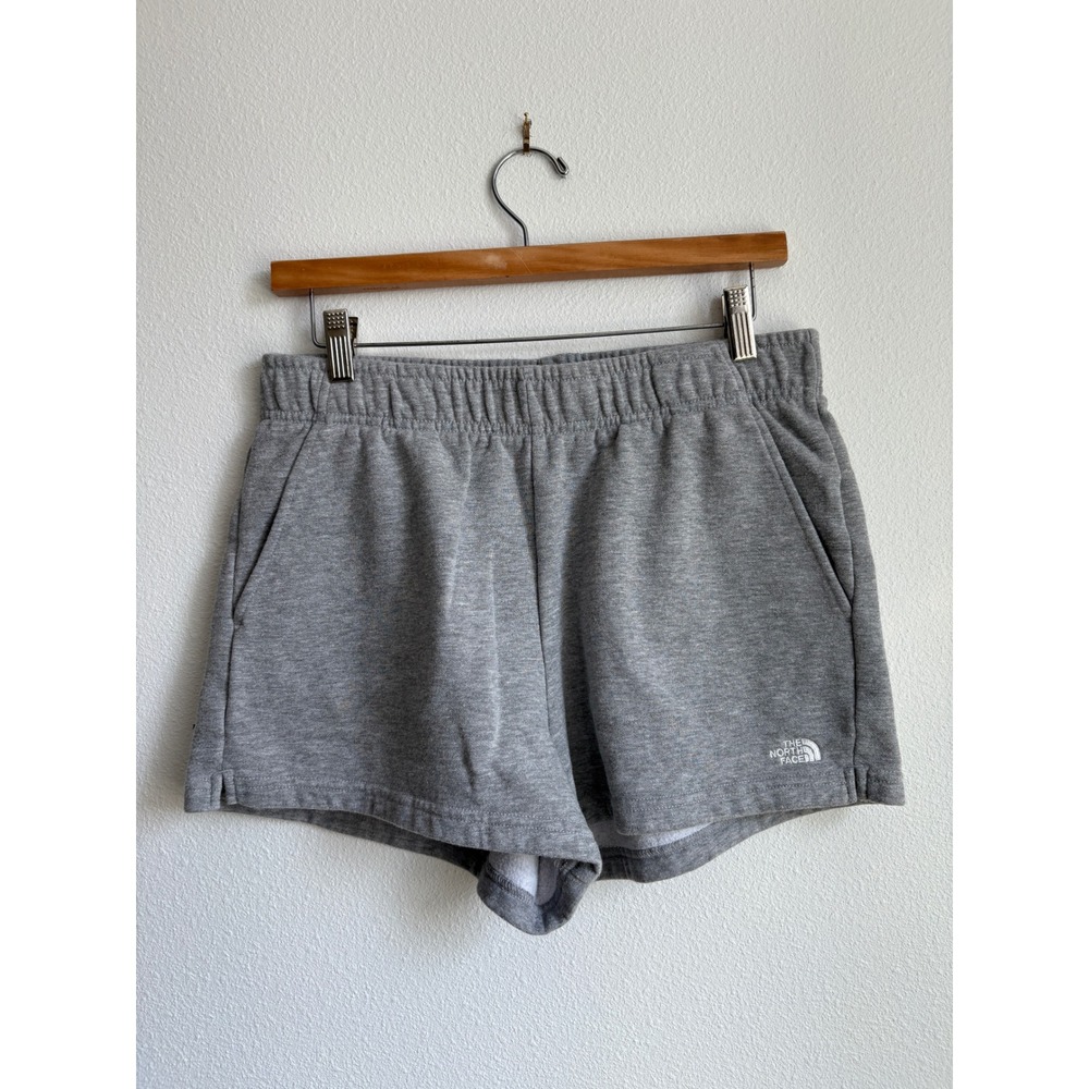 The North Face Women Heather Grey High Rise Fleece Sweat Shorts Pockets M